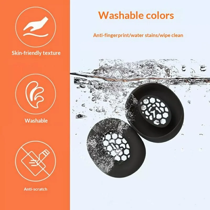 2Pcs for Honor Choice Codeler Headphones 2 Ear Cushion Silicone Covers Protective Sleeves - Black