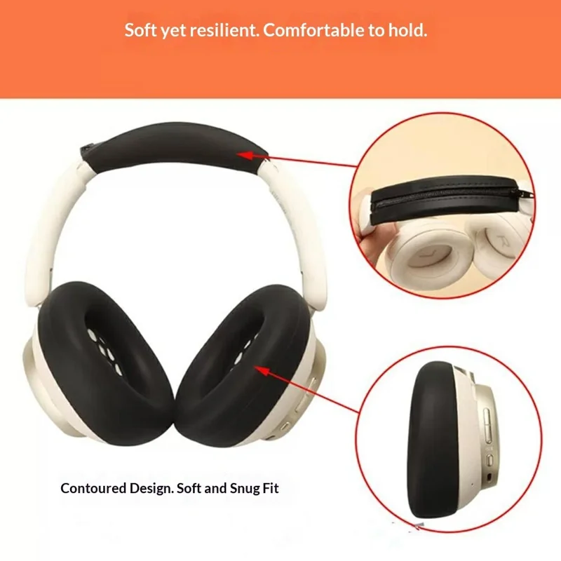 For Honor Choice Codeler Headphones 2 Silicone Case Kit , 2Pcs Earpad Cover + Headband Cover + Storage Bag - Black