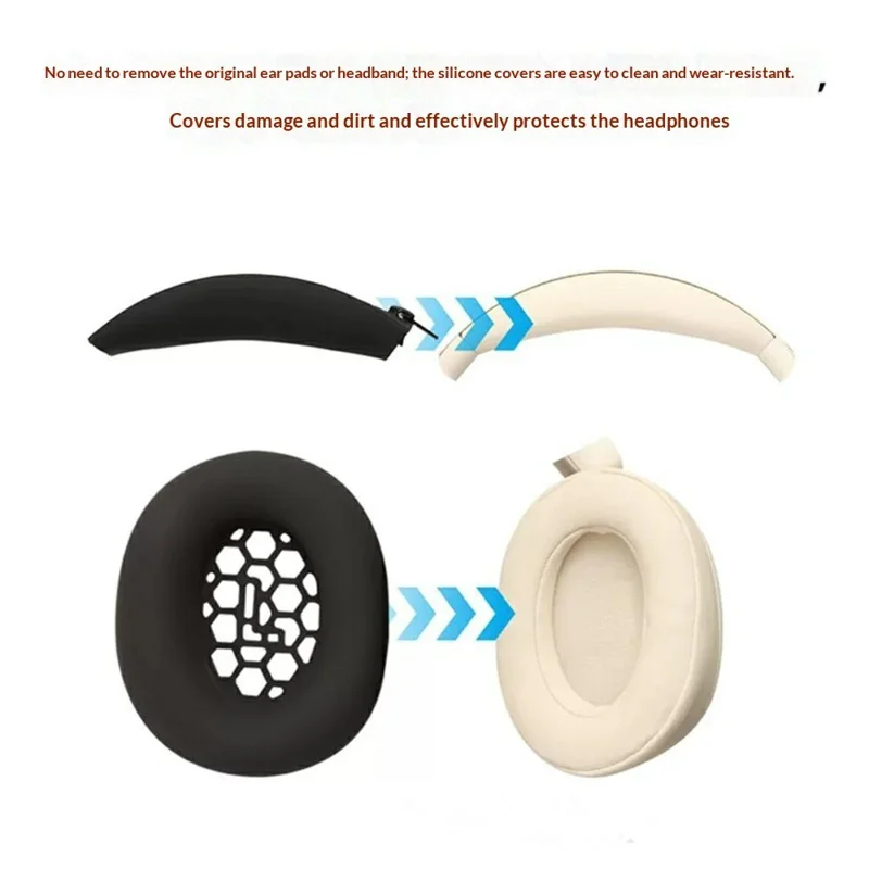 For Honor Choice Codeler Headphones 2 Silicone Case Kit , 2Pcs Earpad Cover + Headband Cover + Storage Bag - Black