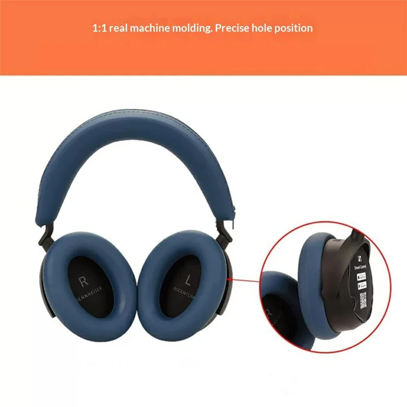 For Sennheiser ACCENTUM Plus / ACCENTUM Silicone Protective Case Set (2Pcs Earpad Cover + Headband Sleeve) - Dark Blue