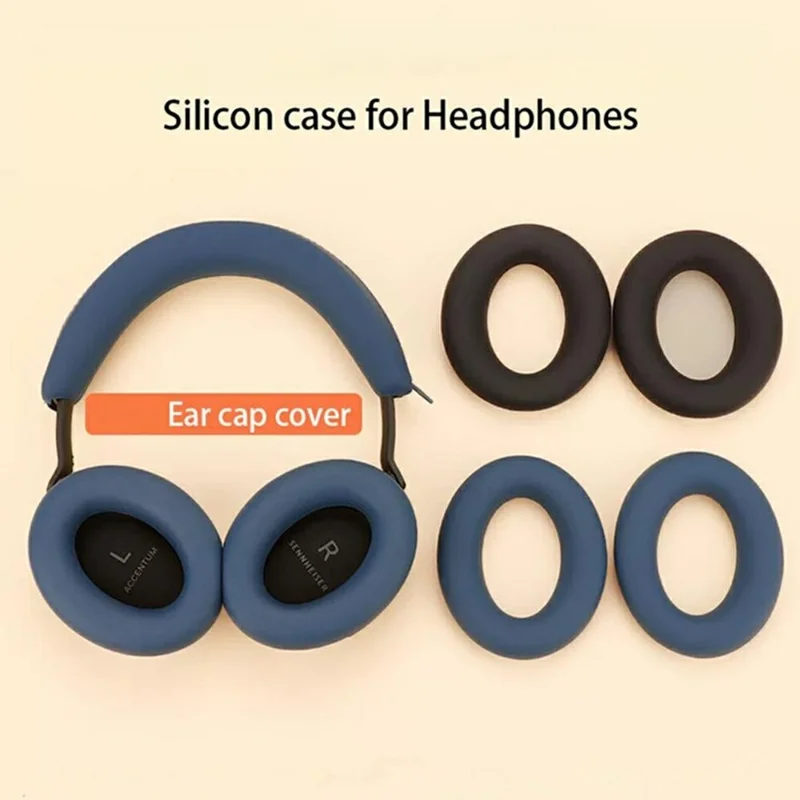 For Sennheiser ACCENTUM Plus / ACCENTUM Silicone Protective Case Set (2Pcs Earpad Cover + Headband Sleeve) - Dark Blue