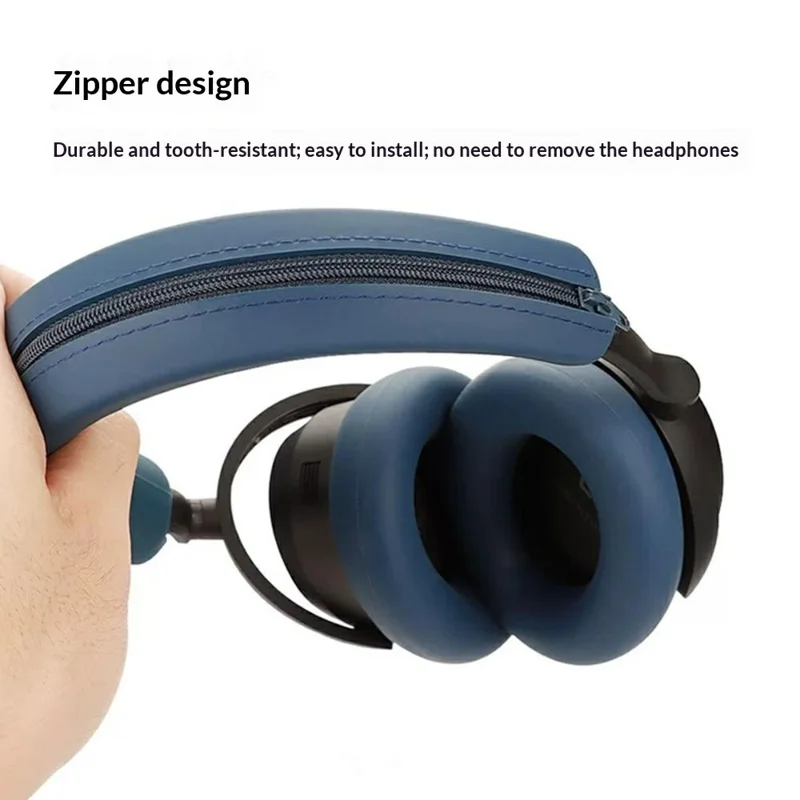 For Sennheiser ACCENTUM Plus / ACCENTUM Silicone Protective Case Set (2Pcs Earpad Cover + Headband Sleeve) - Dark Blue