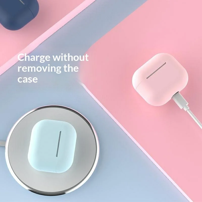 For AirPods 3 Silicone Case Shockproof Precise Cutouts Earphone Protective Cover - Baby Blue