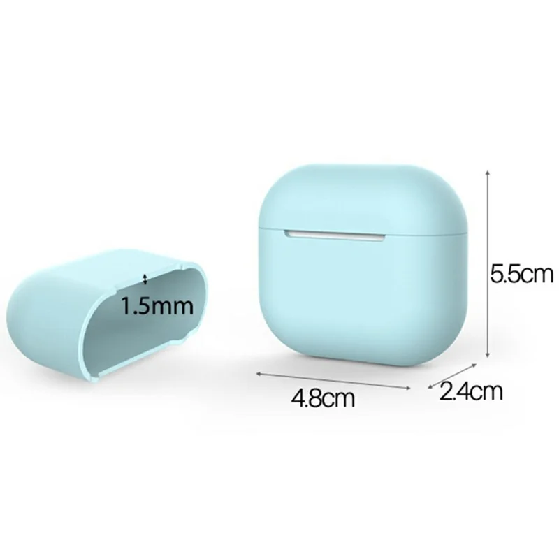 For AirPods 3 Silicone Case Shockproof Precise Cutouts Earphone Protective Cover - Baby Blue