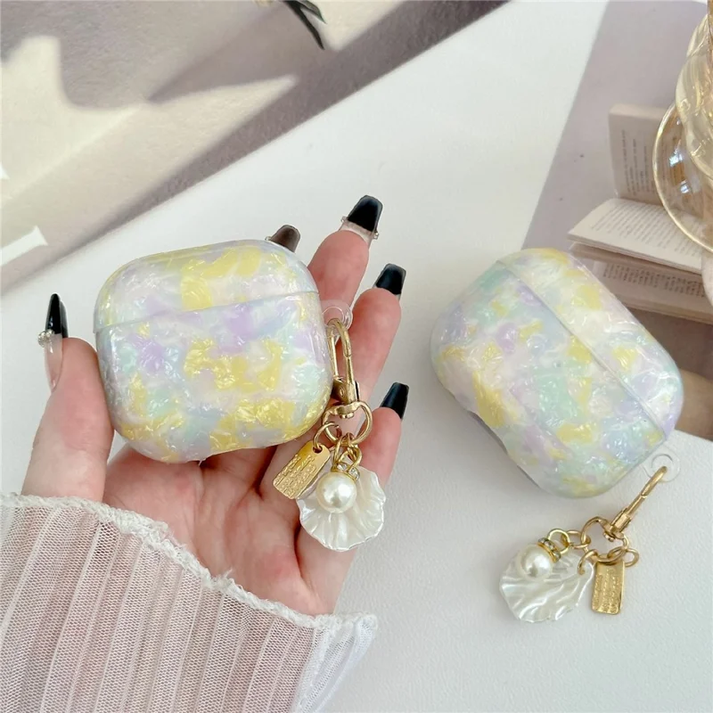 Чехол для AirPods Pro с защитой от падений и текстурой раковины, ТПУ-чехол с подвеской в виде раковины