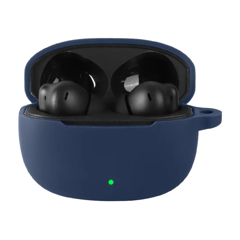 For OnePlus Nord Buds 4 Silicone Case Wireless Earbuds Protective Cover with Anti-Lost Buckle - Dark Blue