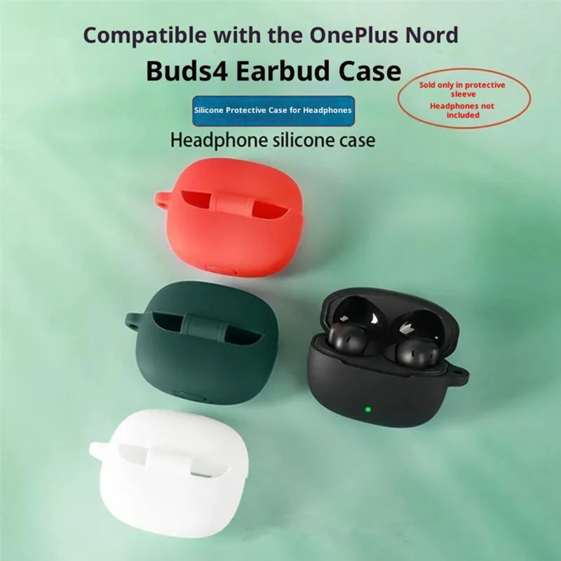 For OnePlus Nord Buds 4 Silicone Case Wireless Earbuds Protective Cover with Anti-Lost Buckle - Dark Blue