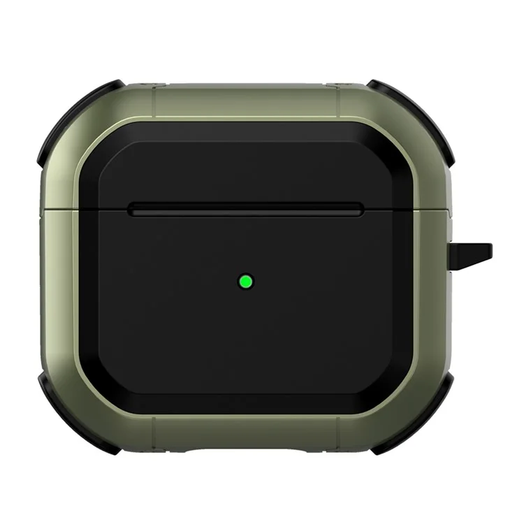 Thunder Series Full-Body Rugged PC + TPU Shock-Absorbing Protective Case with Carabiner for AirPods 3 - Army Green