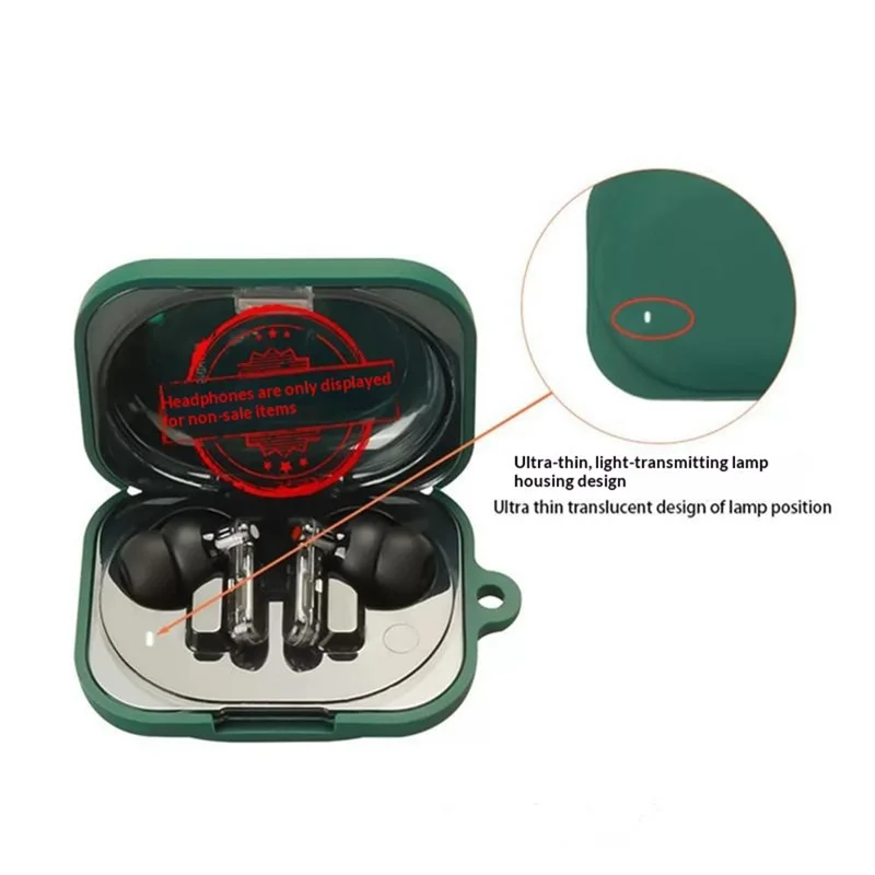 For Nothing Ear (3a) Silicone Case Wireless Earbuds Protective Cover with Anti-Lost Buckle - Blackish Green