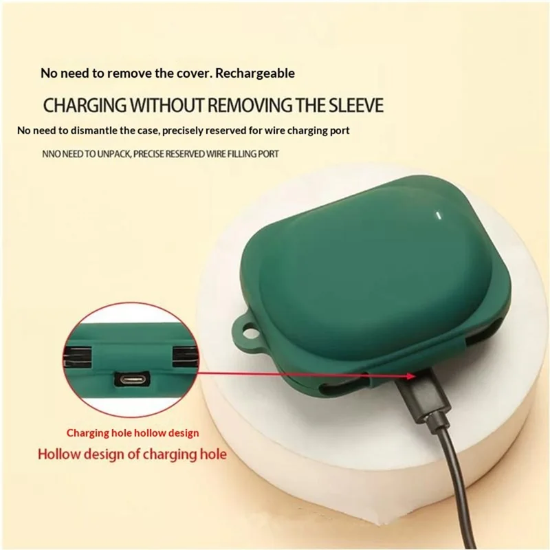 For Nothing Ear (3a) Silicone Case Wireless Earbuds Protective Cover with Anti-Lost Buckle - Blackish Green
