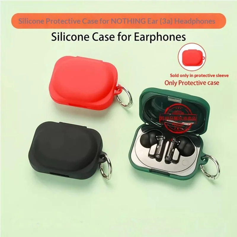 For Nothing Ear (3a) Silicone Case Wireless Earbuds Protective Cover with Anti-Lost Buckle - White