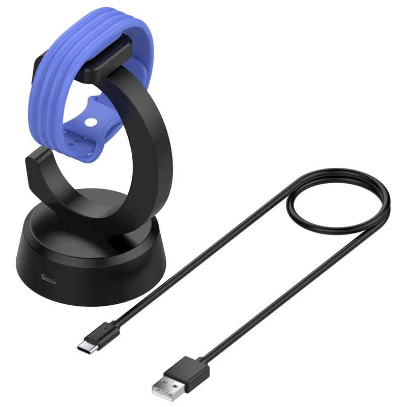 For Google Fitbit Air Smart Watch C-Shape Charging Dock with USB-A to USB-C Cable - Black