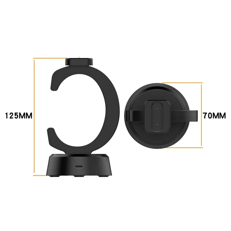 For Google Fitbit Air Smart Watch C-Shape Charging Dock with USB-A to USB-C Cable - Black