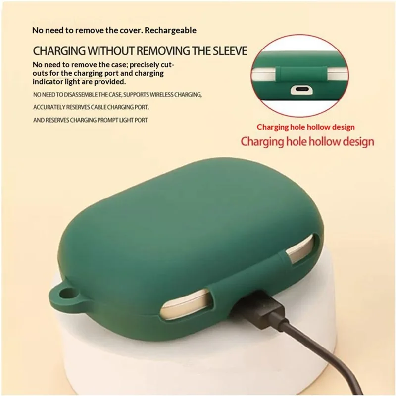 For Edifier A6 Silicone Case Wireless Earbuds Protective Cover with Anti-Lost Buckle - Blackish Green