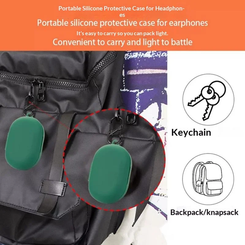 For Edifier A6 Silicone Case Wireless Earbuds Protective Cover with Anti-Lost Buckle - Blackish Green