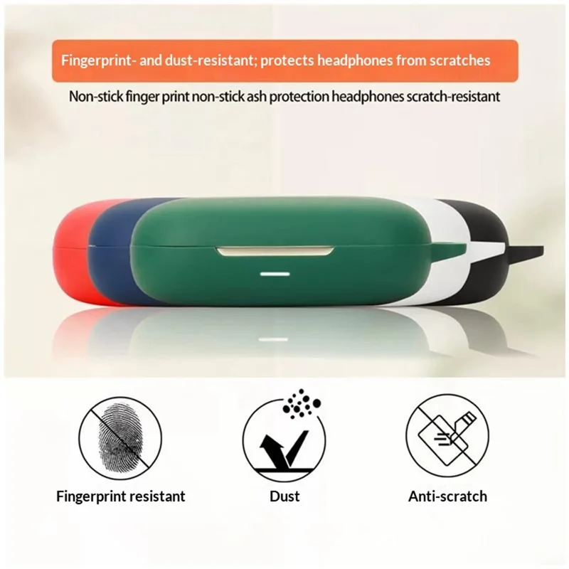 For Edifier A6 Silicone Case Wireless Earbuds Protective Cover with Anti-Lost Buckle - Blackish Green