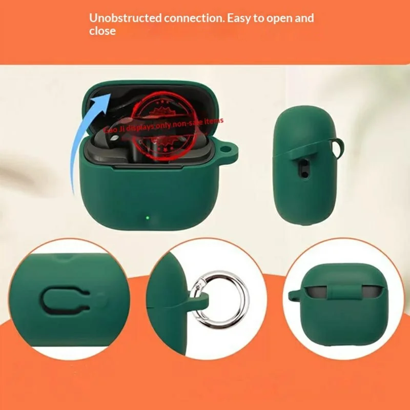 For Anker Soundcore P42i Silicone Earphone Case Shockproof Cover with Hanging Buckle - Dark Blue