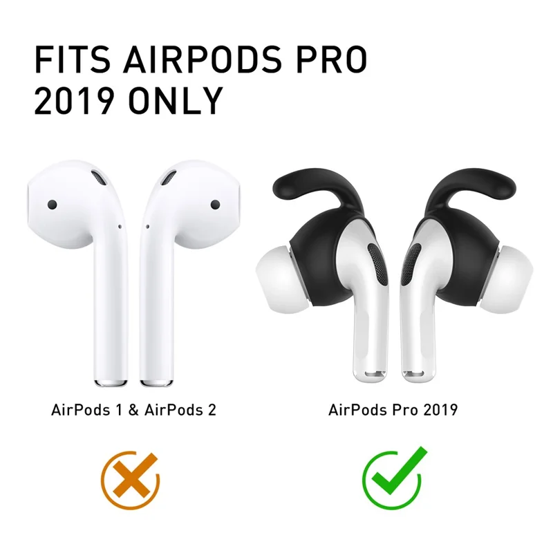 AHASTYLE 2 пары PT60-Pro для AirPods Pro силиконовые амбушюры с противоскользящими ушными крючками аксессуары - Черный