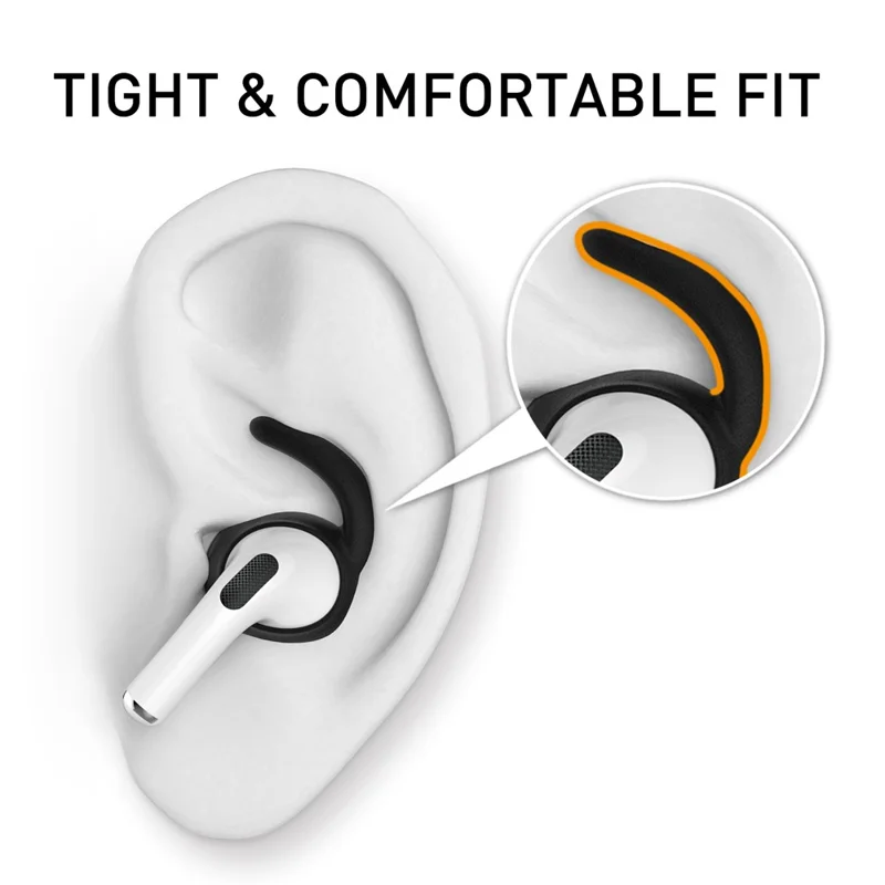 AHASTYLE 2 пары PT60-Pro для AirPods Pro силиконовые амбушюры с противоскользящими ушными крючками аксессуары - Черный