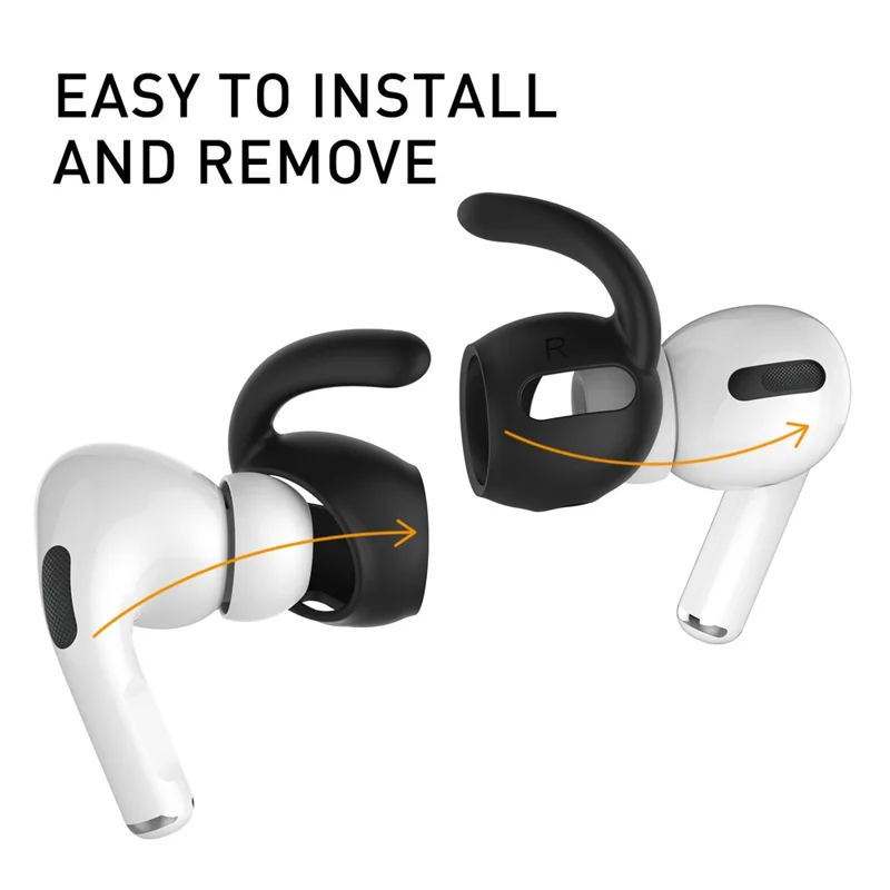 AHASTYLE 2 пары PT60-Pro для AirPods Pro силиконовые амбушюры с противоскользящими ушными крючками аксессуары - Черный