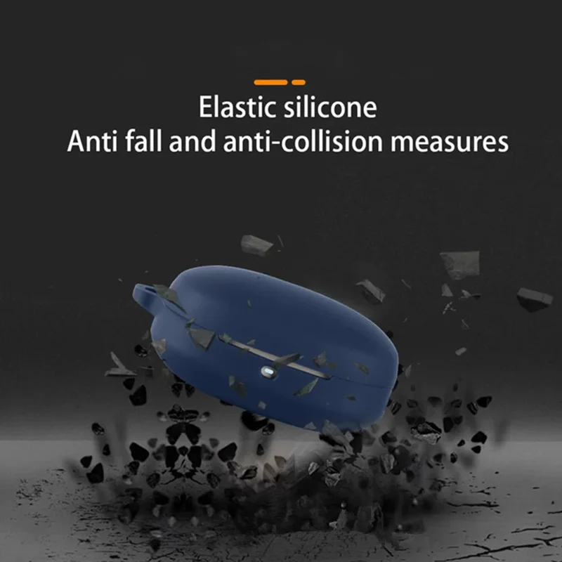 Silicone Case for Edifier X2 Evo / X2 Pro / X2 ANC , Wireless Earbuds Protective Cover with Anti-Lost Buckle - Dark Blue