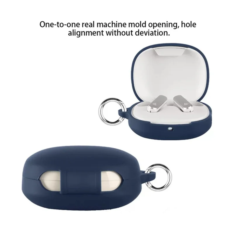 Silicone Case for Edifier X2 Evo / X2 Pro / X2 ANC , Wireless Earbuds Protective Cover with Anti-Lost Buckle - Dark Blue