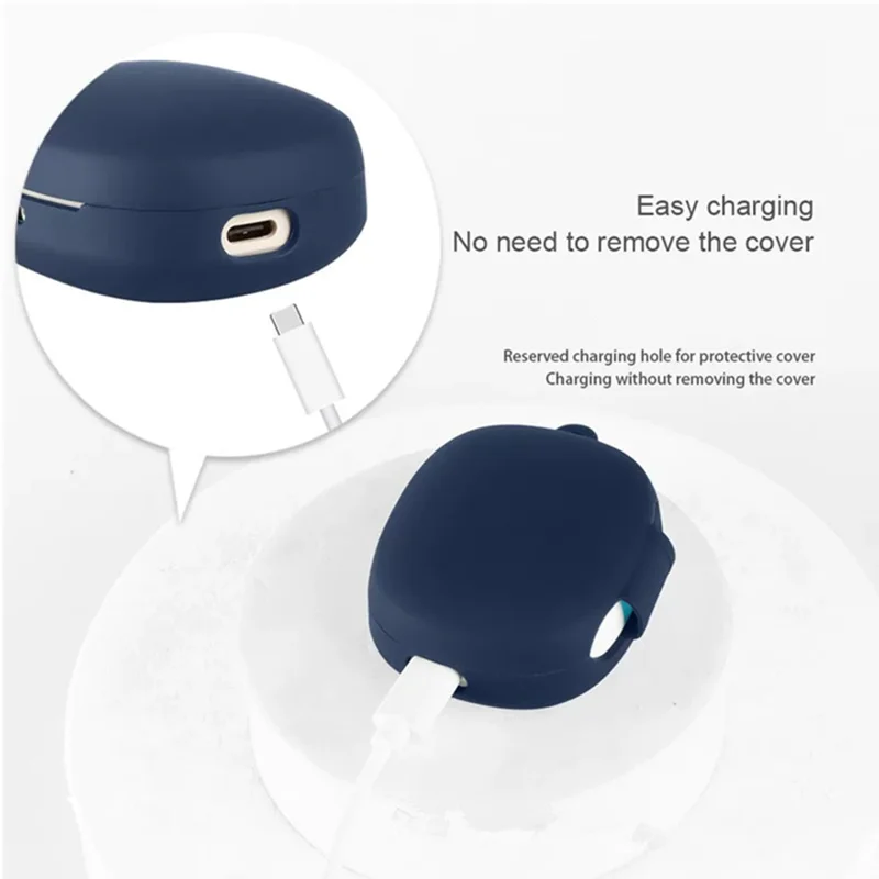Silicone Case for Edifier X2 Evo / X2 Pro / X2 ANC , Wireless Earbuds Protective Cover with Anti-Lost Buckle - Dark Blue