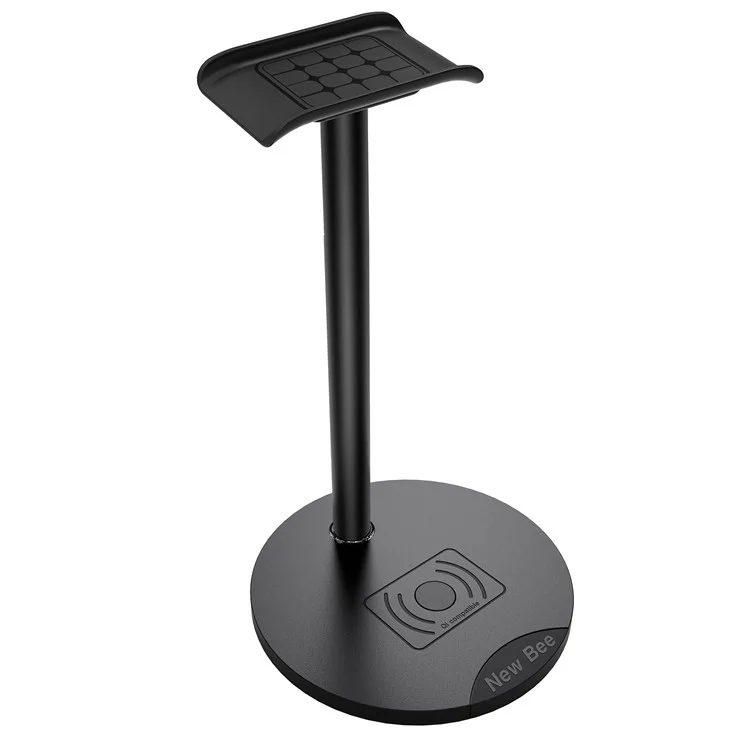 NEW BEE NB-Z2 2 in 1 Anti-slip Headset Holder Stand Mobile Phone Wireless Charger - Black