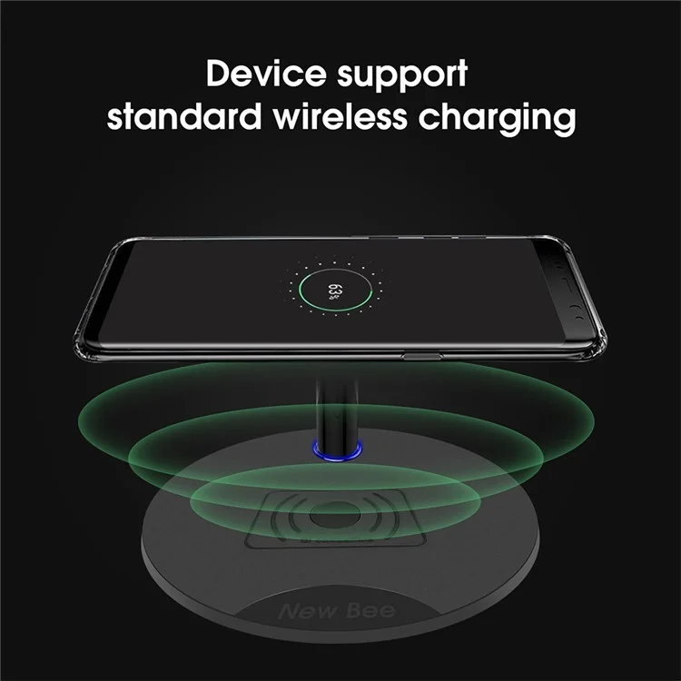 NEW BEE NB-Z2 2 in 1 Anti-slip Headset Holder Stand Mobile Phone Wireless Charger - Black