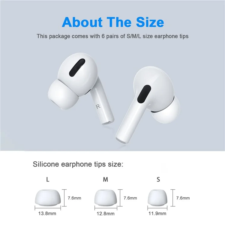 NEW BEE 6 Pairs S/M/L Noise Blocking In-ear Ear Tips Soft Silicone Earbuds Caps with Storage Box for Apple AirPods Pro