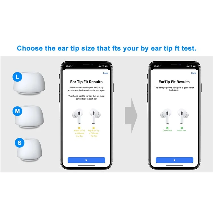 NEW BEE 6 Paires S/M/L Bouchons d'oreille anti-bruit en silicone souple avec boîte de rangement pour Apple AirPods Pro