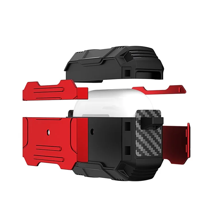 PC Dur + TPU Soft TPU Full Protective Skin Shell Earbud Case Avec Keychain Pour Apple AirPods Pro - Rouge