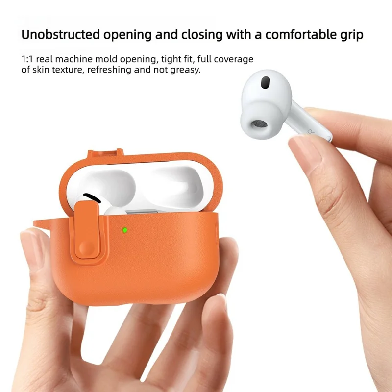 For AirPods Pro 3 Earphone Case TPU Faux Leather Texture Secure Lock ...