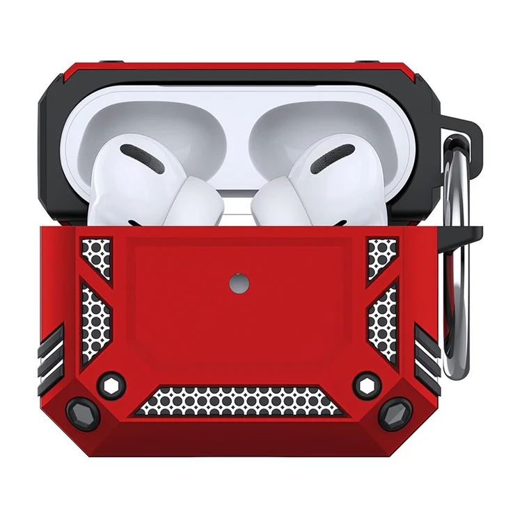 Hard PC Soft TPU Bluetooth Antipplop Warphone Case с Carabiner Для Apple AirPods 3 - Красный