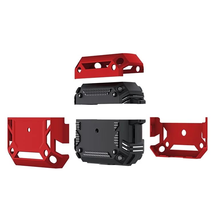 Hard PC Soft TPU Bluetooth Antipplop Warphone Case с Carabiner Для Apple AirPods 3 - Красный