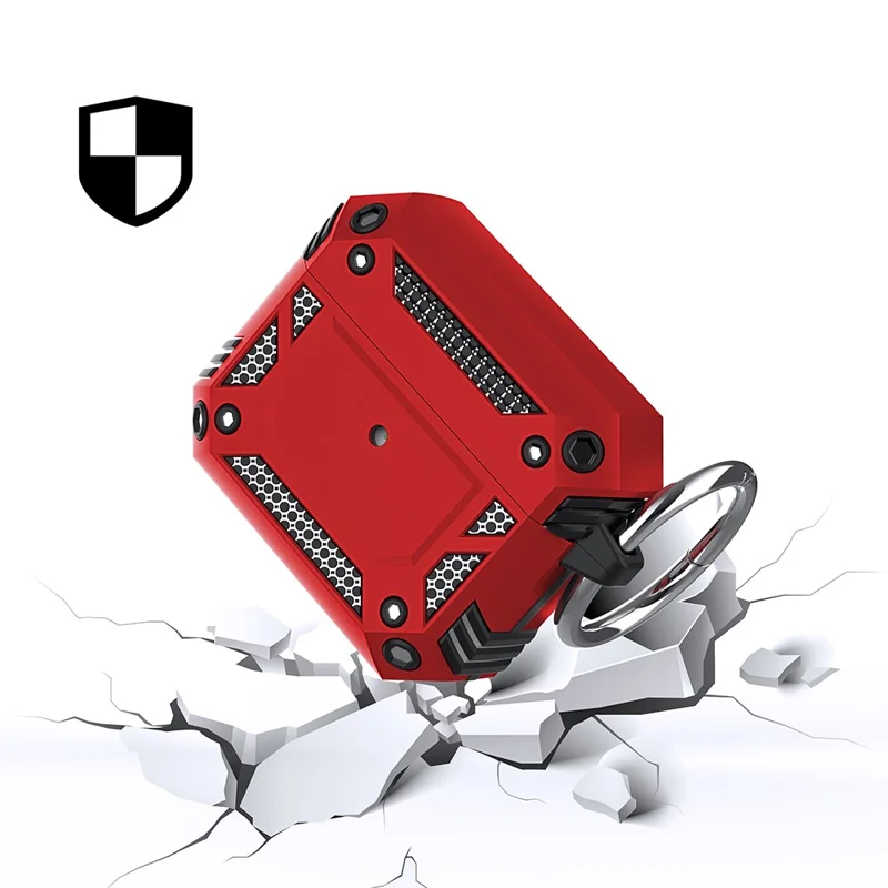 Hard PC Soft TPU Bluetooth-compatible Anti-Drop Earphone Case with Carabiner for Apple AirPods 3 - Black