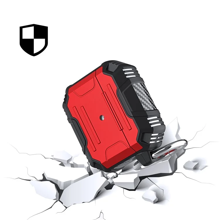 Proteção Completa PC+TPU Bluetooth Earphone Anti-Fall Case Com Carabiner Para Apple AirPods 3 - Vermelho