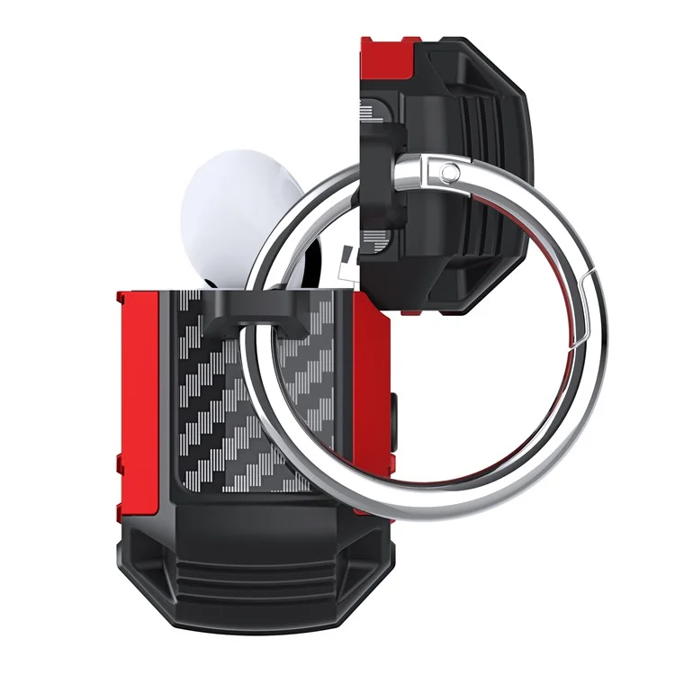 Proteção Completa PC+TPU Bluetooth Earphone Anti-Fall Case Com Carabiner Para Apple AirPods 3 - Vermelho