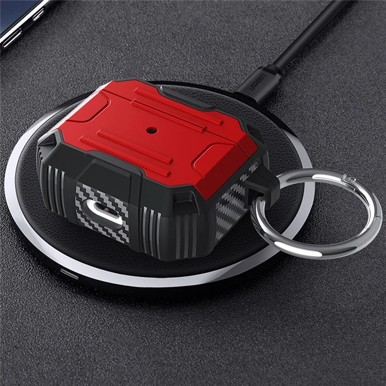 Proteção Completa PC+TPU Bluetooth Earphone Anti-Fall Case Com Carabiner Para Apple AirPods 3 - Vermelho