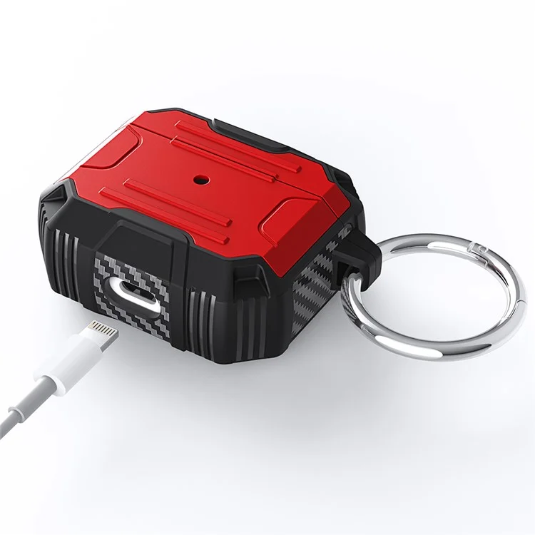 Proteção Completa PC+TPU Bluetooth Earphone Anti-Fall Case Com Carabiner Para Apple AirPods 3 - Vermelho