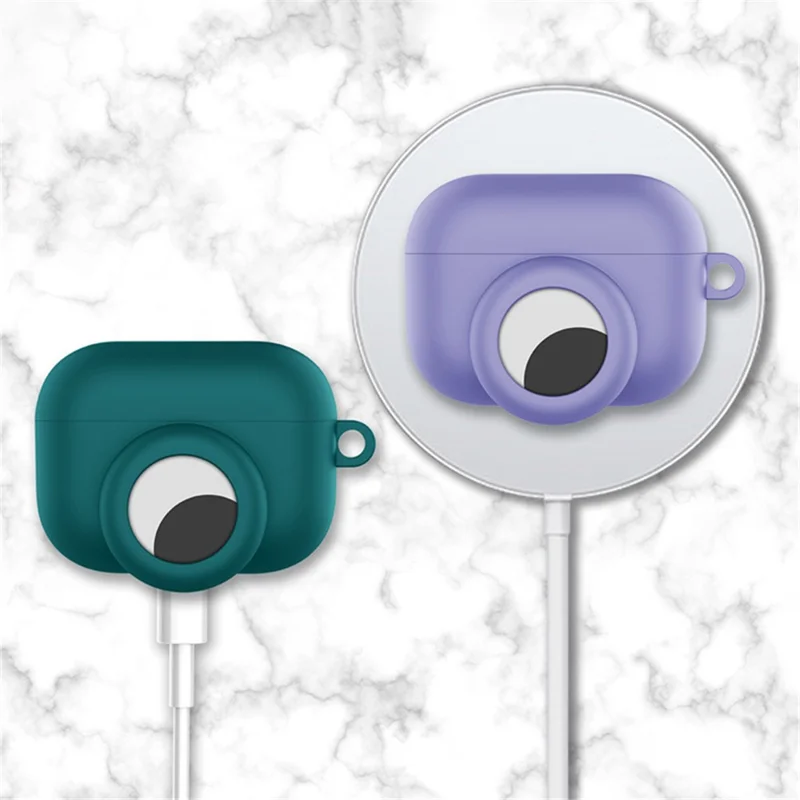 Shockproof Soft Silicone Case Protection Cover with Keychain Hook for Apple AirPods Pro+AirTag - Orange