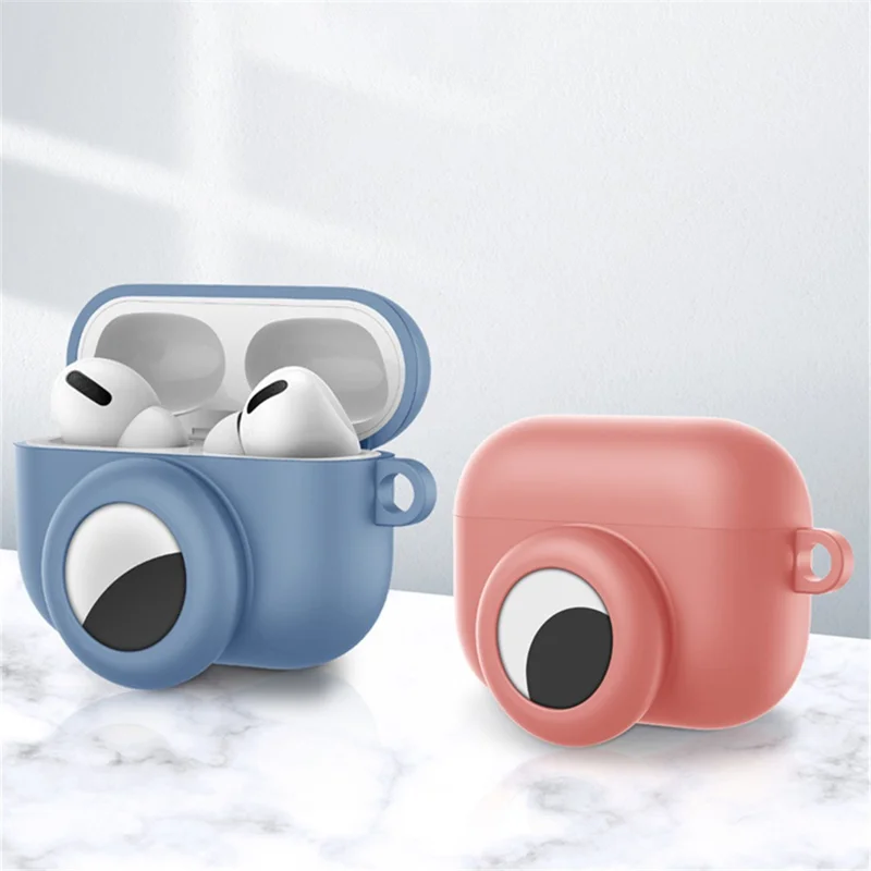 Shockproof Soft Silicone Case Protection Cover with Keychain Hook for Apple AirPods Pro+AirTag - Orange