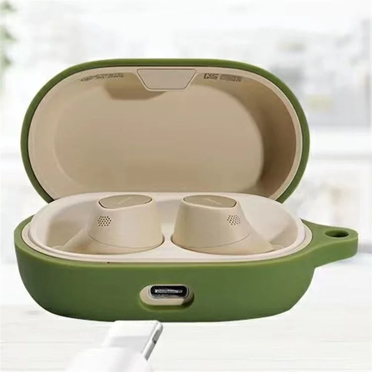 Weiches Silikon-Kopfhörerschutzgehäuse, stoßfest, mit Haken für Jabra Elite 7 Pro - Grün