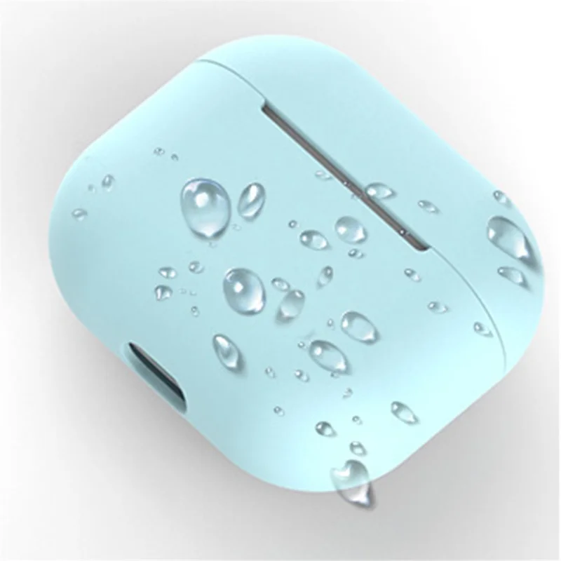 Solid Color Wireless Earphone Charging Case Cover Silicone Protective Sleeve for AirPods 3 - Black