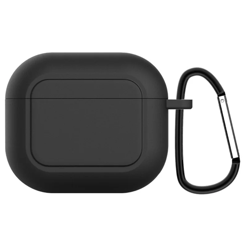 Wireless Earphone Charging Case Protective Cover Silicone Sleeve with Hanging Buckle for AirPods 3 - Black