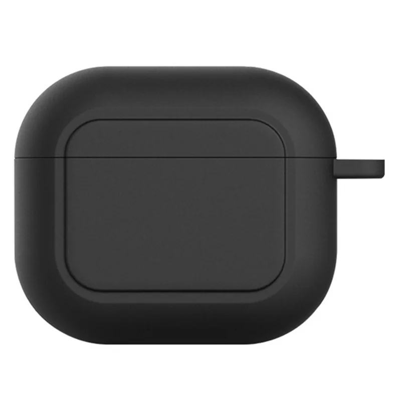 Wireless Earphone Charging Case Protective Cover Silicone Sleeve with Hanging Buckle for AirPods 3 - Black
