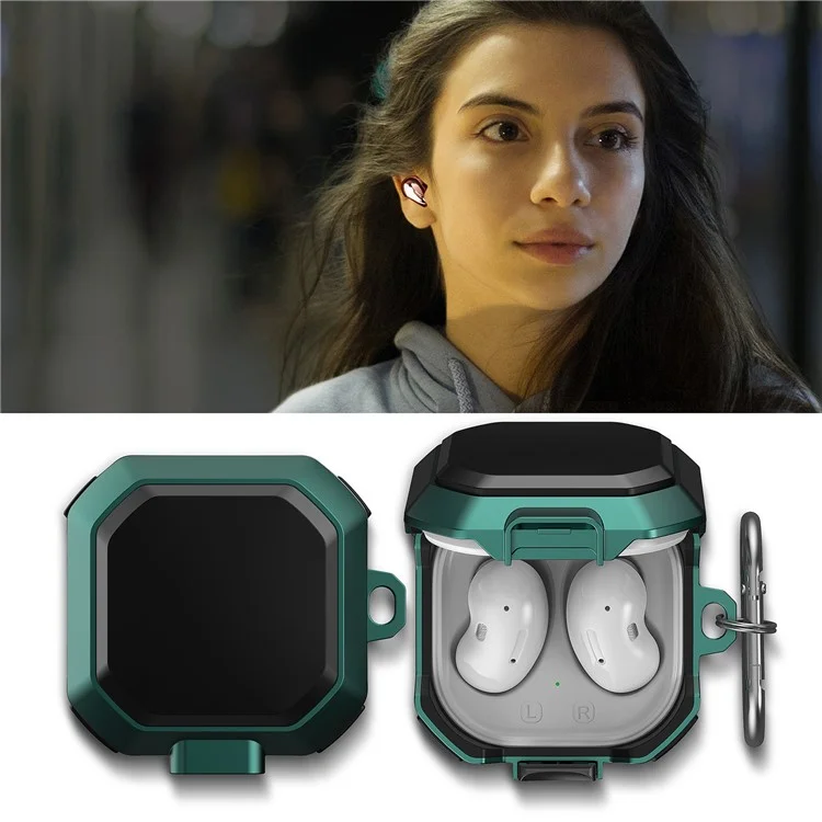 Snap-on Lid Design Anti-drop Wireless Earkphone Capa Protetive Case Com Fivela Pendurada Para Samsung Galaxy Buds2/live/pro - Estilo 1