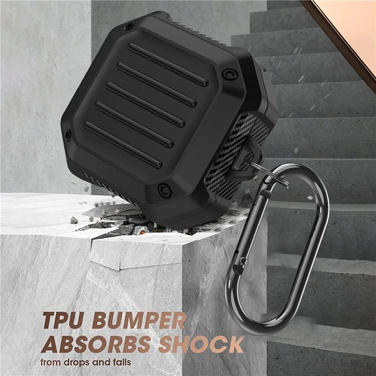Suitcase Design Stripe TPU Case Bluetooth Earphone Anti-drop Protective Cover for Samsung Galaxy Buds2/Live/Pro - Schwarz