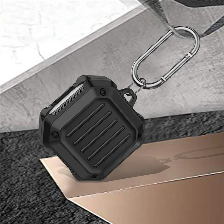 Suitcase Design Stripe TPU Case Bluetooth Earphone Anti-drop Protective Cover for Samsung Galaxy Buds2/Live/Pro - Schwarz