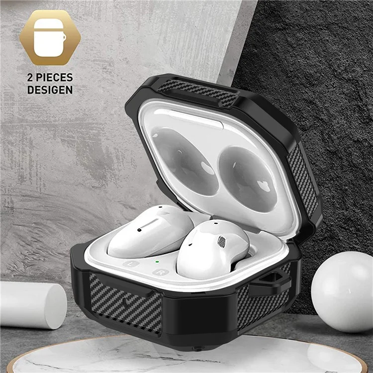 Suitcase Design Stripe TPU Case Bluetooth Earphone Anti-drop Protective Cover for Samsung Galaxy Buds2/Live/Pro - Schwarz